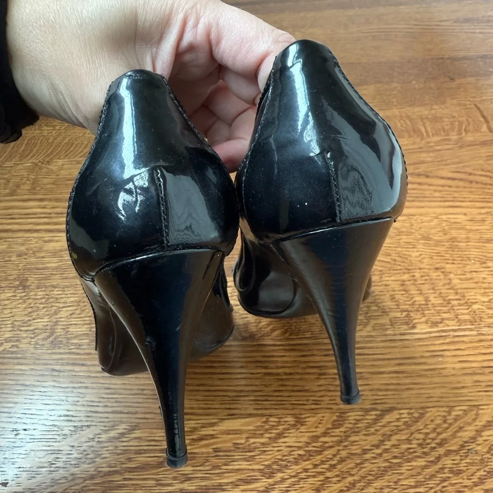 BURBERRY Patent Leather Pumps Heels Plaid Nova Check Buckle Old Money‎ 35.5